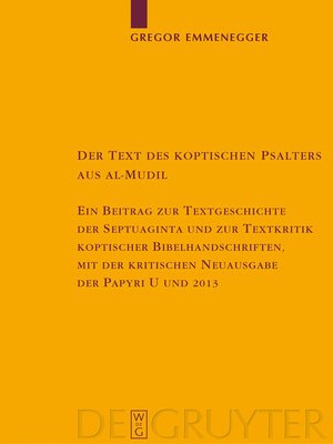 cover image of Der Text des koptischen Psalters aus al-Mudil